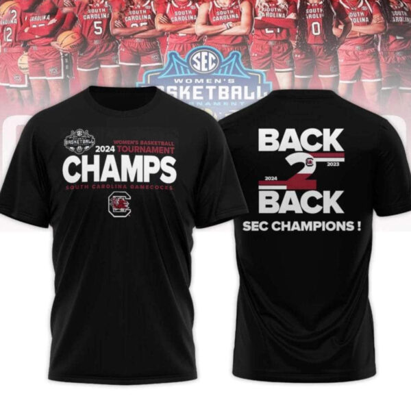 Gamecocks 2024 SEC Women’s Basketball Conference Tournament Champions Locker Room T-Shirt