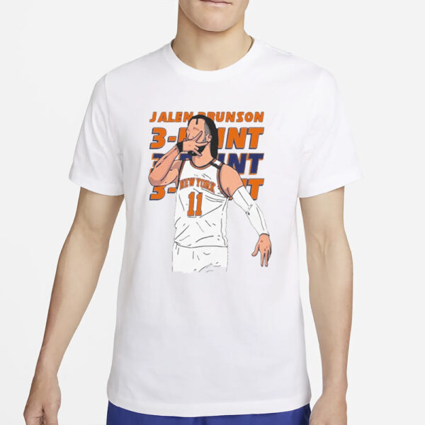 Knicks Jalen Brunson 11 Hand Sign Three Point Vector T-Shirt2