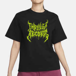 Thriller Records Metal Logo Black T-Shirt3