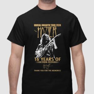 Unreal Unearth Tour 2024 Hozier 16 Years Of 2008-2024 Thank You For The Memories Shirt