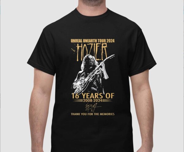 Unreal Unearth Tour 2024 Hozier 16 Years Of 2008-2024 Thank You For The Memories Shirt