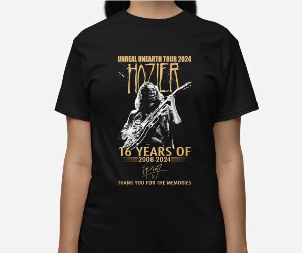 Unreal Unearth Tour 2024 Hozier 16 Years Of 2008-2024 Thank You For The Memories Shirt1