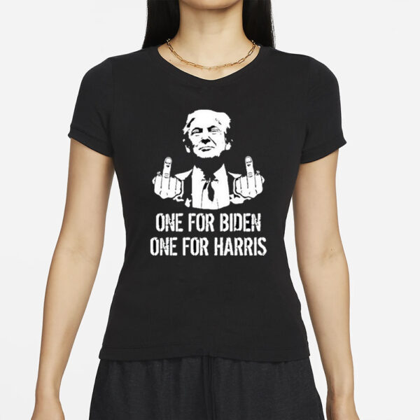 Trump Middle Finger One For Biden One For Harris T-Shirts