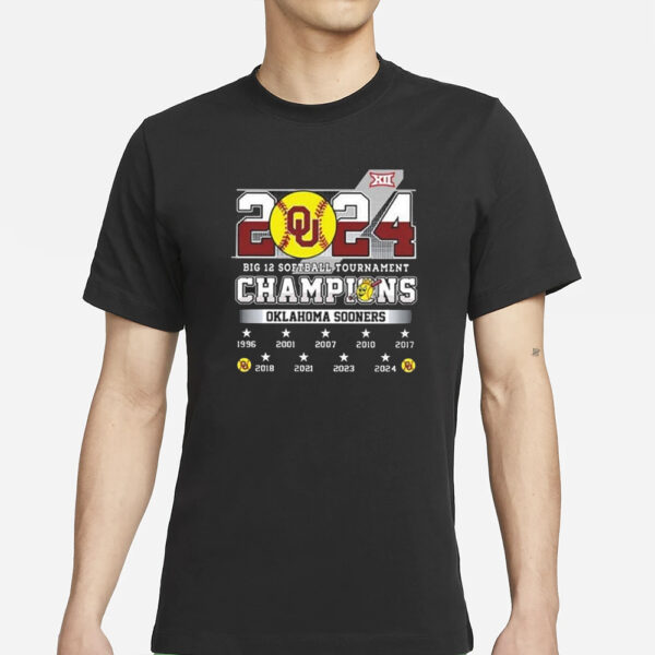 2024 Big 12 Softball Tournament Champions Sooners T-Shirts